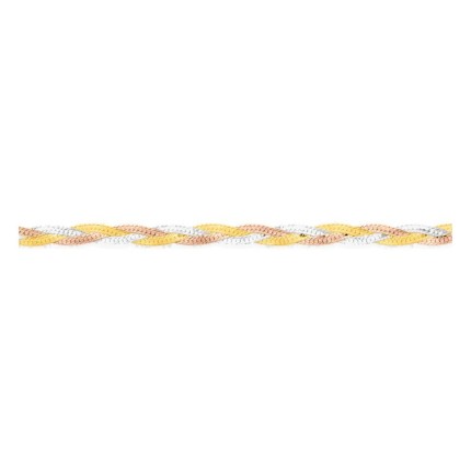Pulseira de corrente entrançada tricolor em ouro 375 ‰