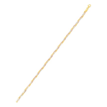 Pulsera de cadena trenzada tricolor en oro 375 ‰