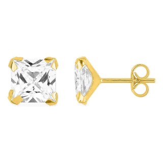 Brincos em ouro amarelo 375 ‰ com zircónias quadradas