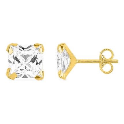 Pendientes en oro amarillo 375 ‰ con circonitas cuadradas