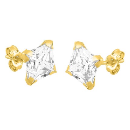 Pendientes en oro amarillo 375 ‰ con circonitas cuadradas