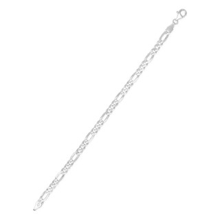 Pulsera de cadena alterna 1+3 en plata de ley 925 rodiada