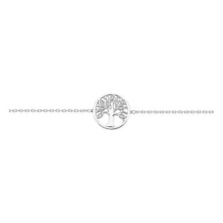 Pulseira em prata de lei 925 ródiada com zircónias e árvore da vida