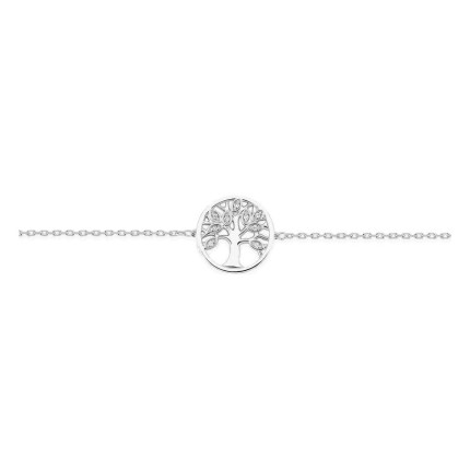 Pulsera en plata de ley 925 rodiada con circonitas y árbol de la vida