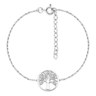 Pulseira em prata de lei 925 ródiada com zircónias e árvore da vida