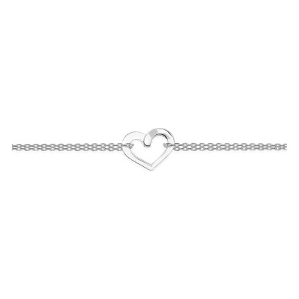 Pulsera en plata de ley 925 rodiada con doble cadena y corazón