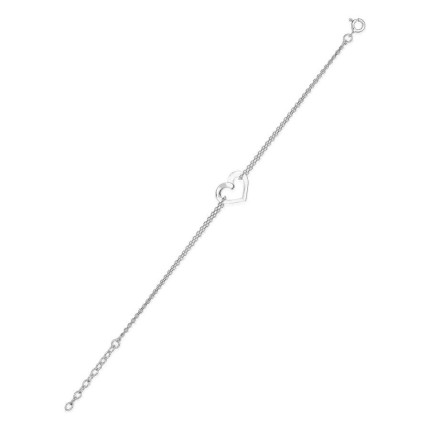 Pulsera en plata de ley 925 rodiada con doble cadena y corazón