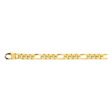 Pulseira de malha alternada 1+3 de 6 mm banhada a ouro