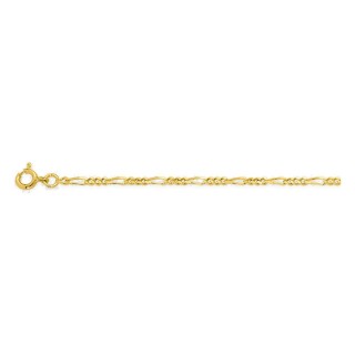 Pulseira de malha alternada 1+3 de 2 mm banhada a ouro