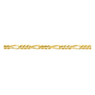 Pulsera de eslabón alterno 1+3 de 2 mm chapada en oro