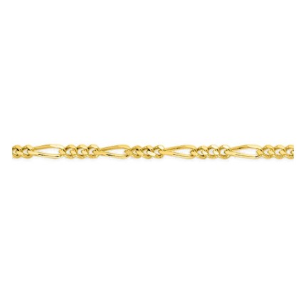 Pulsera de eslabón alterno 1+3 de 2 mm chapada en oro