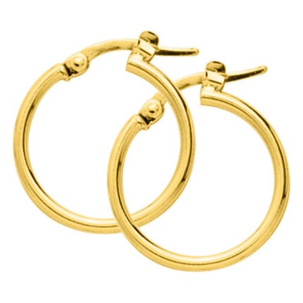Brincos de argola de 15 mm banhados a ouro