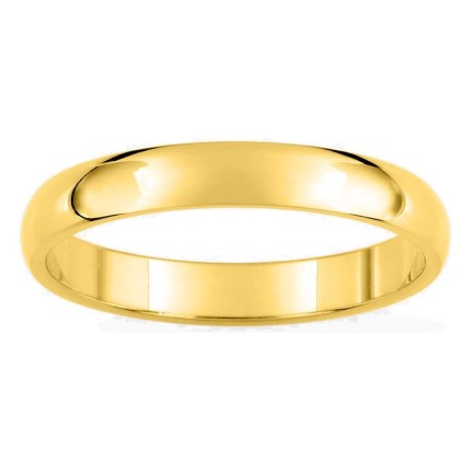 Anel tipo aliança meia-cana de 3 mm banhado a ouro amarelo