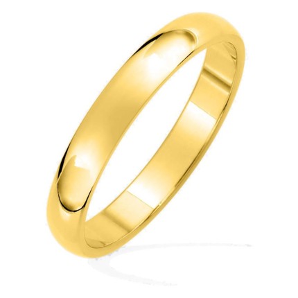 Anel tipo aliança meia-cana de 3 mm banhado a ouro amarelo