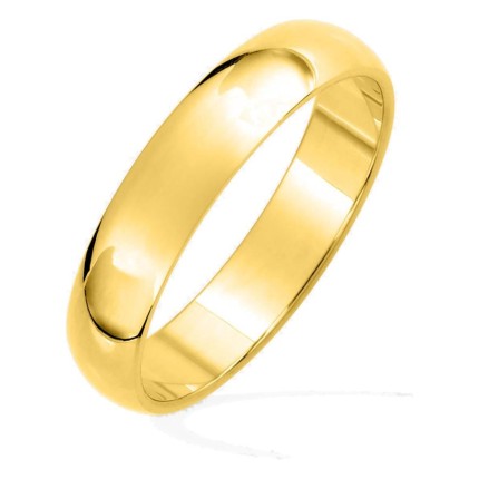 Anillo tipo alianza media caña de 4 mm chapado en oro amarillo