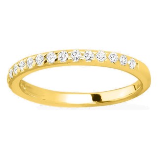 Anel de 1,5 mm banhado a ouro com zircónias cravadas em garras