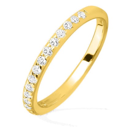Anillo de 1,5 mm chapado en oro con circonitas engastadas en garras