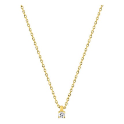 Collar cadena forzada chapada en oro con circonita de 3 mm engastada en garras