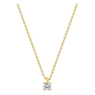 Collar cadena forzada chapada en oro con circonita de 5,5 mm engastada en garras