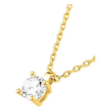 Collar cadena forzada chapada en oro con circonita de 5,5 mm engastada en garras