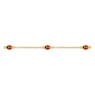 Pulsera mariquitas chapada en oro y laca