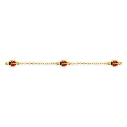 Pulsera mariquitas chapada en oro y laca