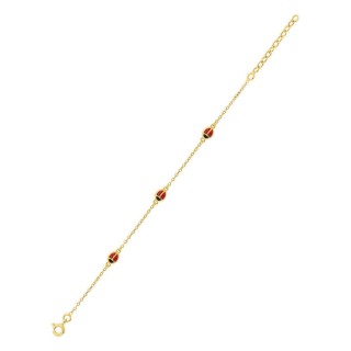 Pulsera mariquitas chapada en oro y laca