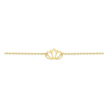 Pulseira flor de lótus banhada a ouro