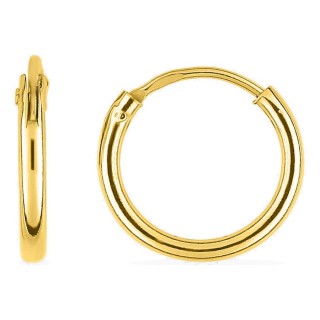 Brincos de argola de 12 mm banhados a ouro, fio de 1,5 mm
