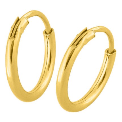 Pendientes de aro de 12 mm chapados en oro, hilo de 1,5 mm
