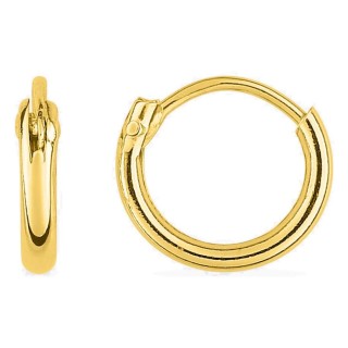 Brincos de argola de 10 mm banhados a ouro, fio de 1,5 mm