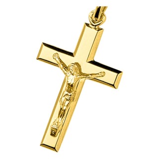 Pendente cruz com Cristo banhado a ouro de 28 x 18 mm