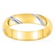 Anillo alianza fantasía de 4 mm chapado en oro amarillo con finas estrías diagonales chapadas en oro blanco