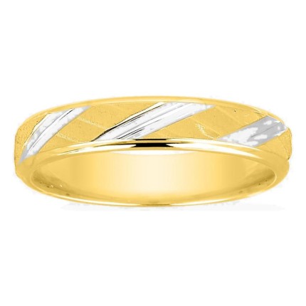Aliança de 4 mm banhada a ouro e ródio