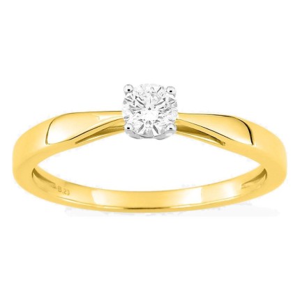 Anel solitário bicolor em ouro 750 ‰ e diamante de 0,23 ct